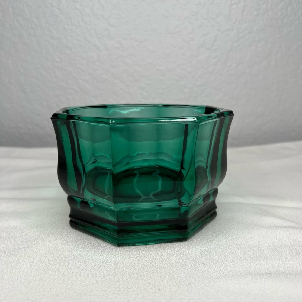 Vintage Indiana Glass Confections Green Octagon Concord Candy Box Dish Bowl